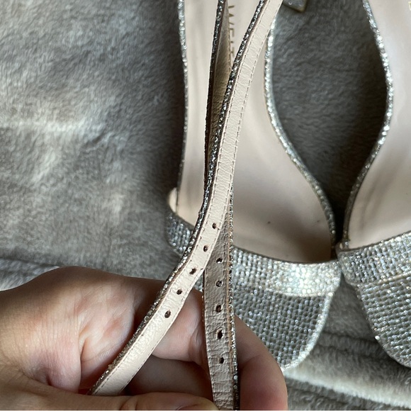 Stuart Weitzman Nudistcurve Glitter Block-Heel Sandals Platino (7) - Picture 13 of 16